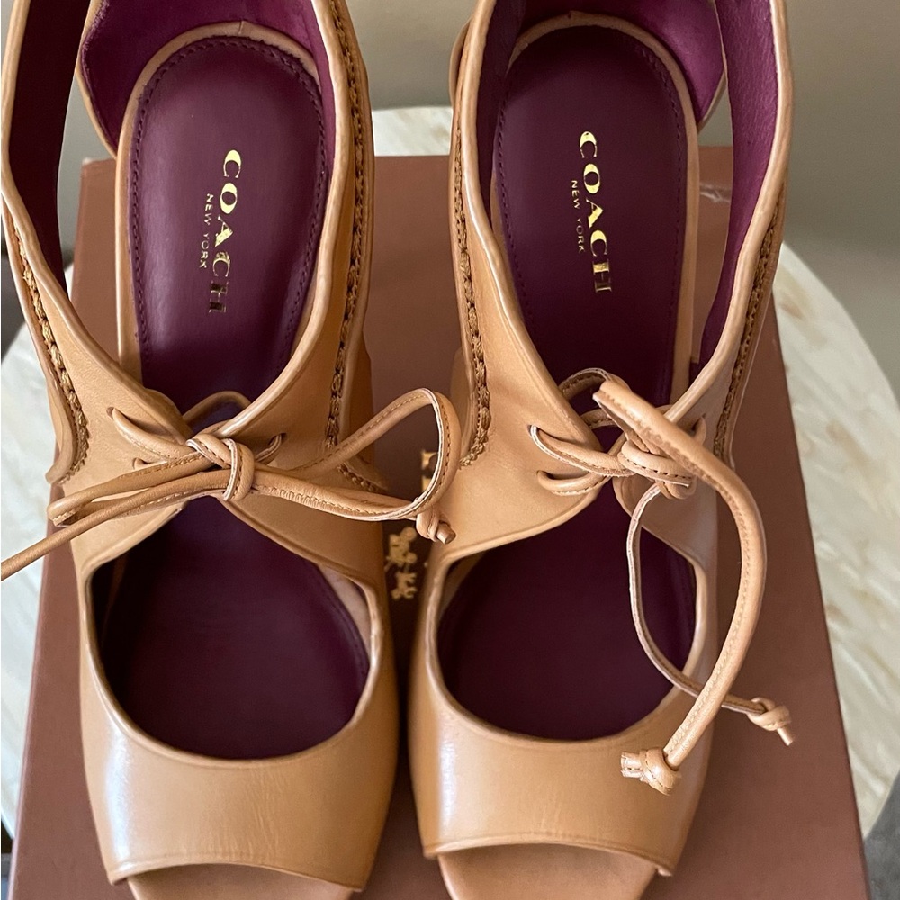 Coach Ginger Leather Lace-Up Heels - Picture 5 of 5
